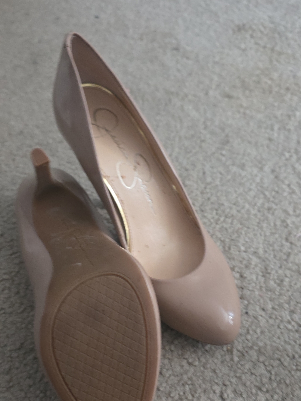 Jessica Simpson Nude Patent Kitten Heel Pumps